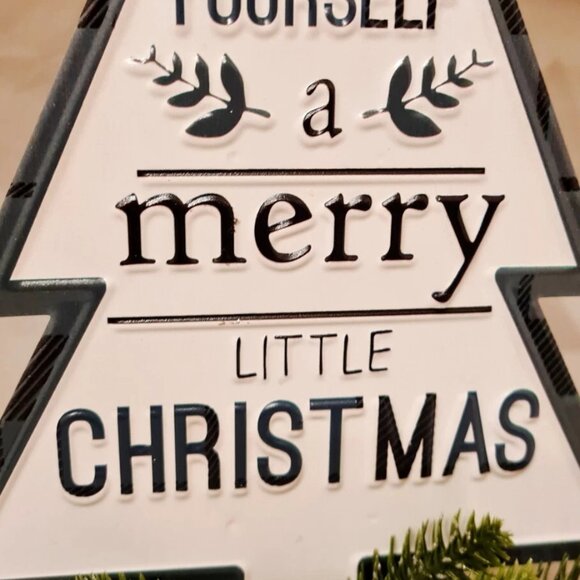 Have Yourself Merry Little Christmas Metal Embossed Sign Standing Decor 10x16" - Picture 4 of 4